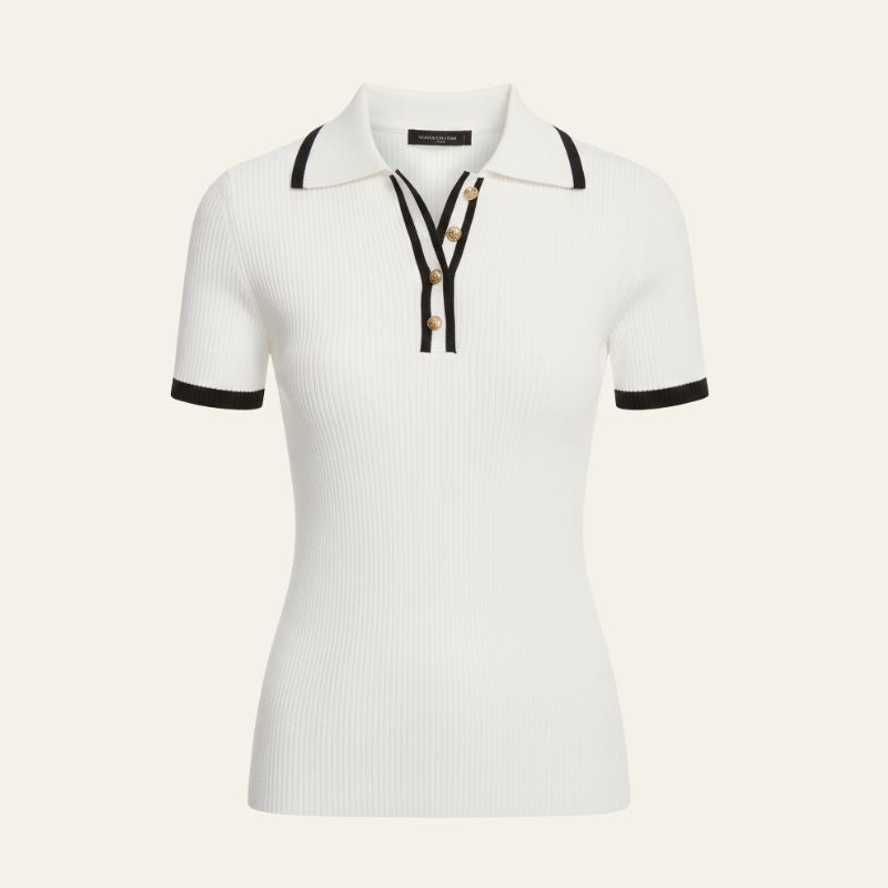 The Audrey Ribbed Polo Knit Top