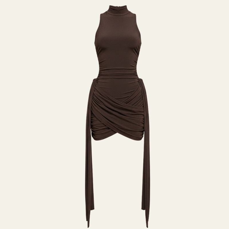 The Florence Ruched High-Neck Mini Dress