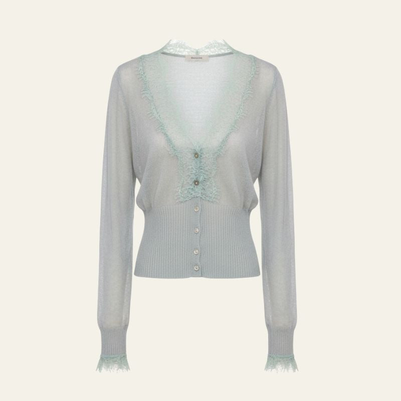 The Paris Lace-Trim Ribbed Cardigan
