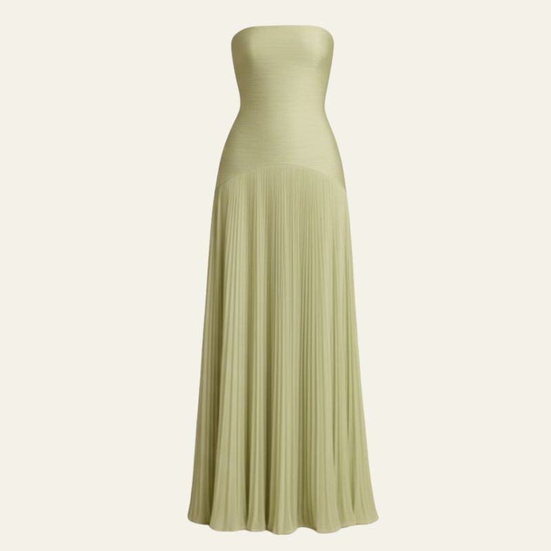 The Amalfi Pleated Strapless Maxi Dress