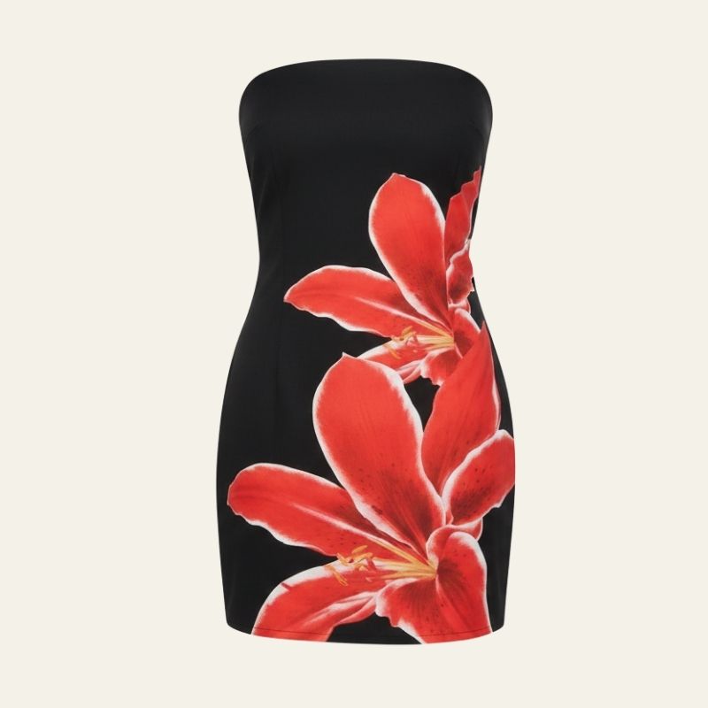 The Riviera Floral Strapless Mini Dress