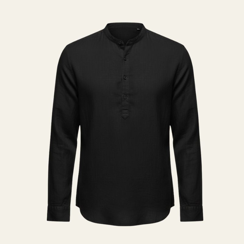 The Porto Band-Collar Long Sleeve Shirt