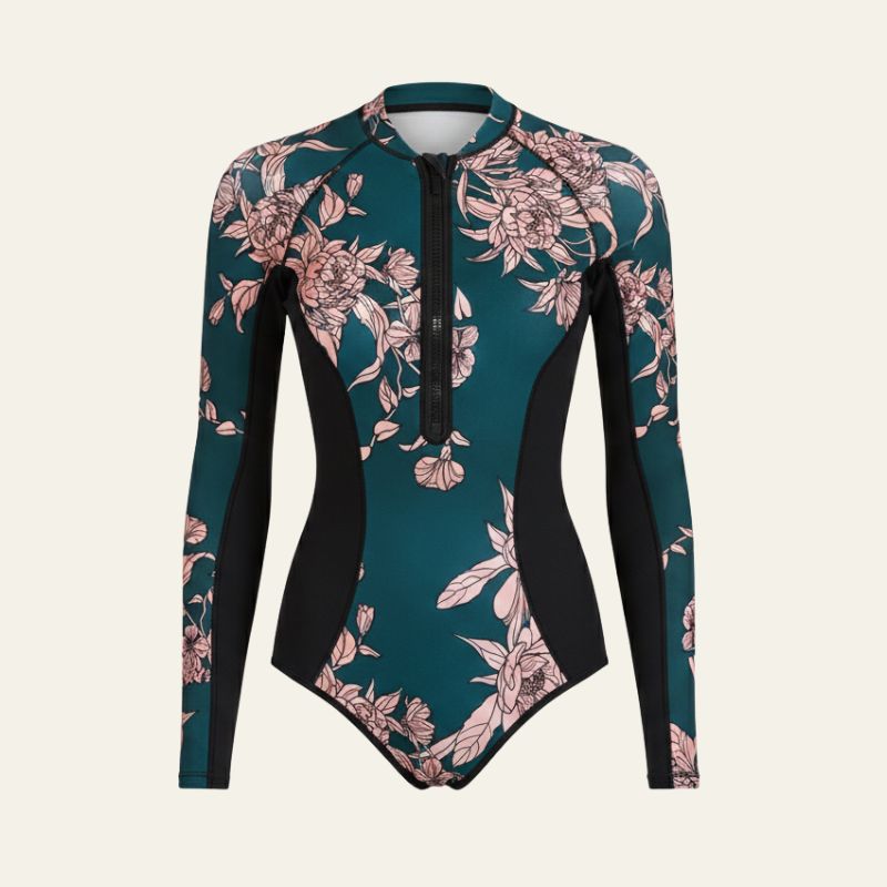 The Isla Zip-Front Long-Sleeve One-Piece Swimsuit