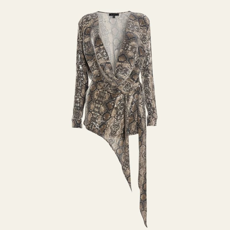 The Sahara Asymmetrical Drape Mini Dress