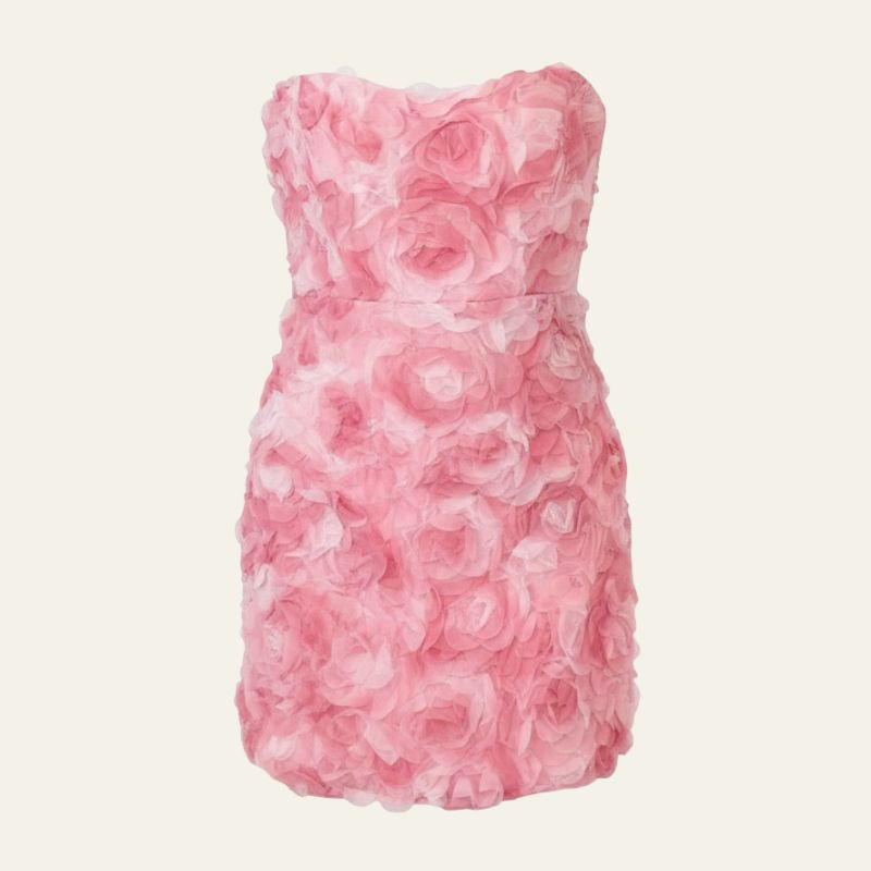 The Positano Floral-Texture Strapless Mini Dress