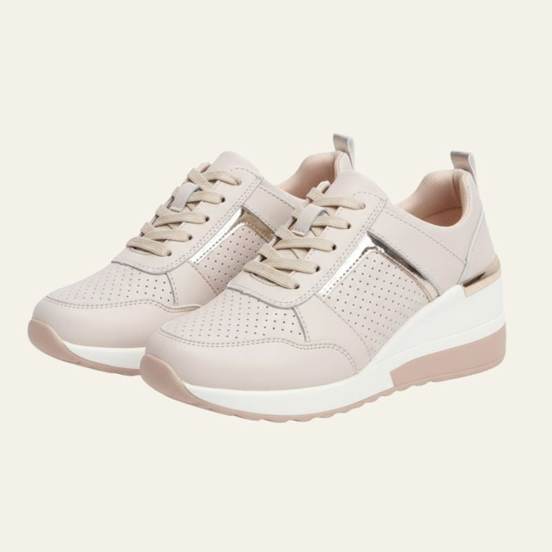 The Verona Metallic-Panel Wedge Sneakers