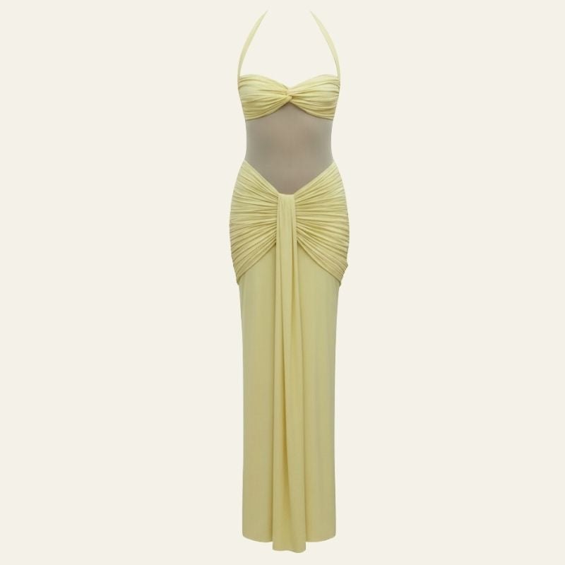 The Riviera Halter Mesh Maxi Dress