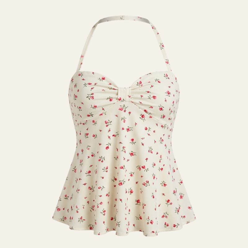 The Santorini Ruffled Halter Top