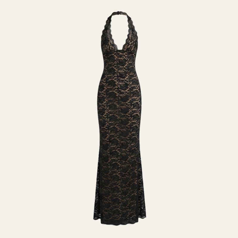 The Santorini Textured Knit Halter Gown