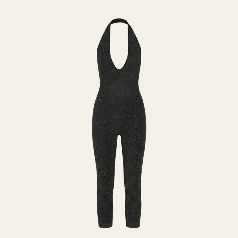 The Midnight Shimmer Halter Jumpsuit
