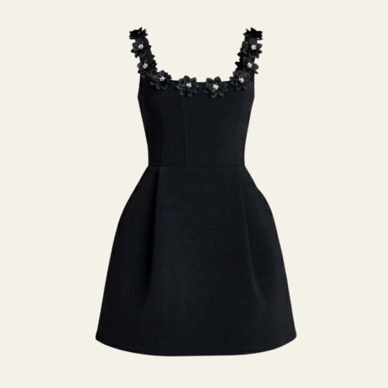 The Positano Floral-Trim Mini Dress