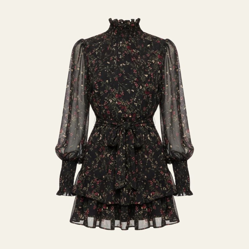 The Vienna High-Neck Tiered Mini Dress
