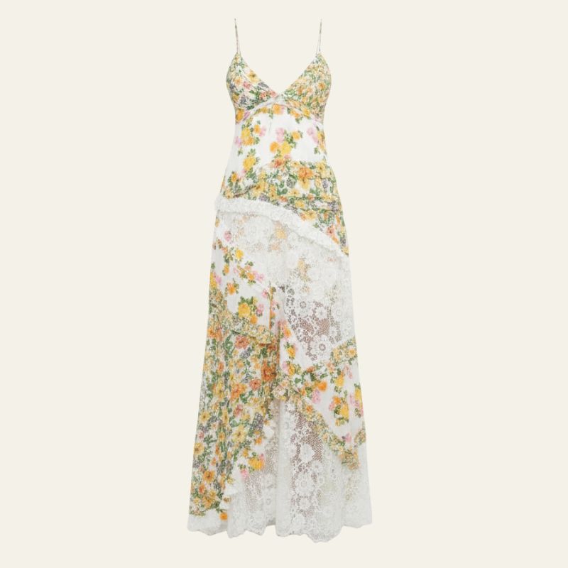 The Ravello Lace-Trim Floral Maxi Dress