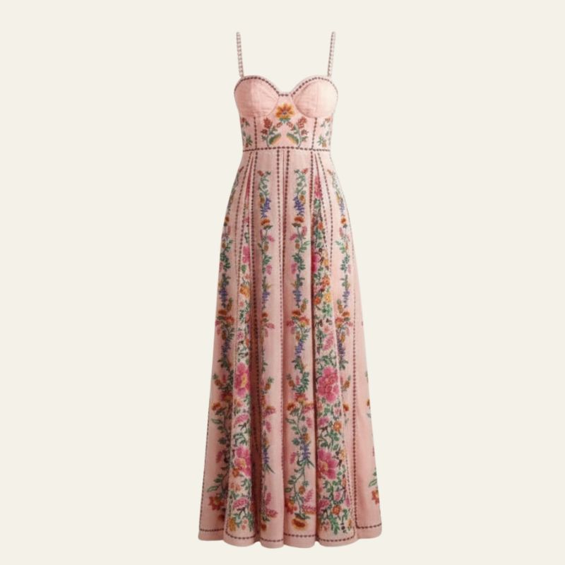 The Mykonos Floral-Embroidered Maxi Dress