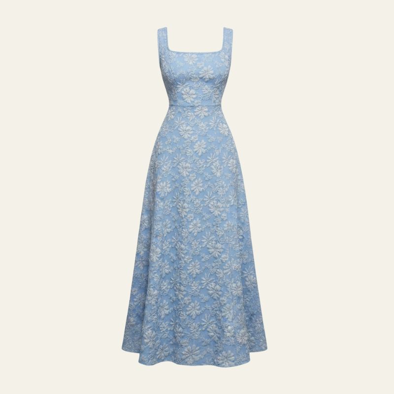 The Santorini Jacquard Floral Maxi Dress