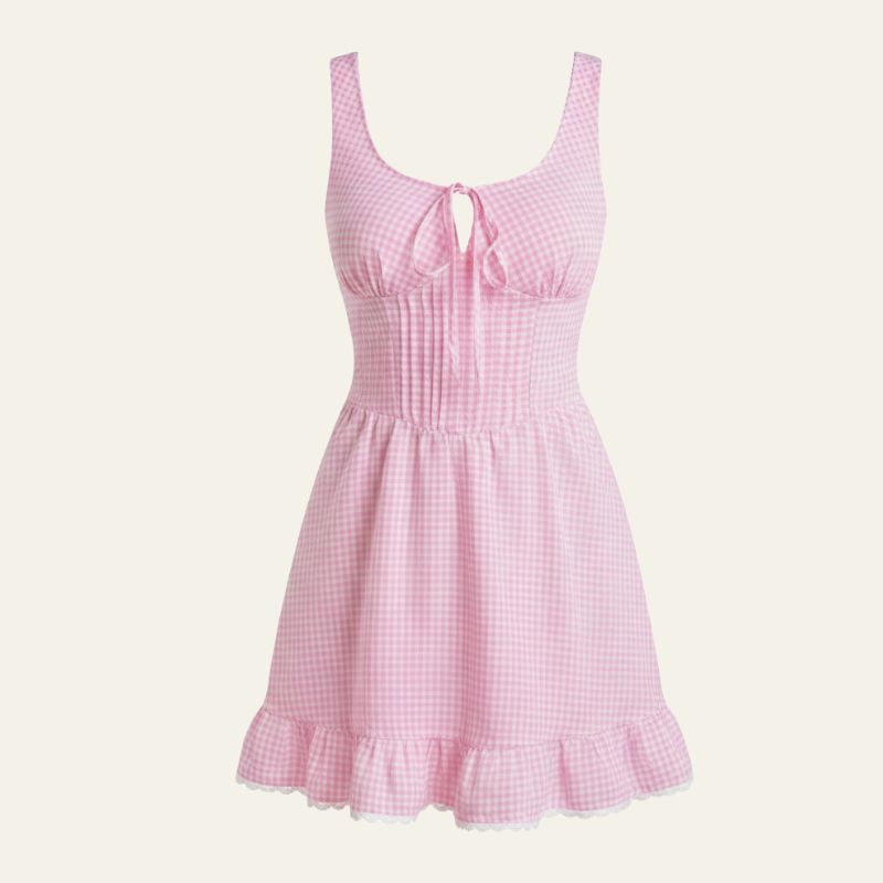 The Positano Lace-Trim Gingham Dress