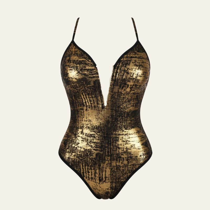 The Mykonos Metallic Plunge Swimsuit
