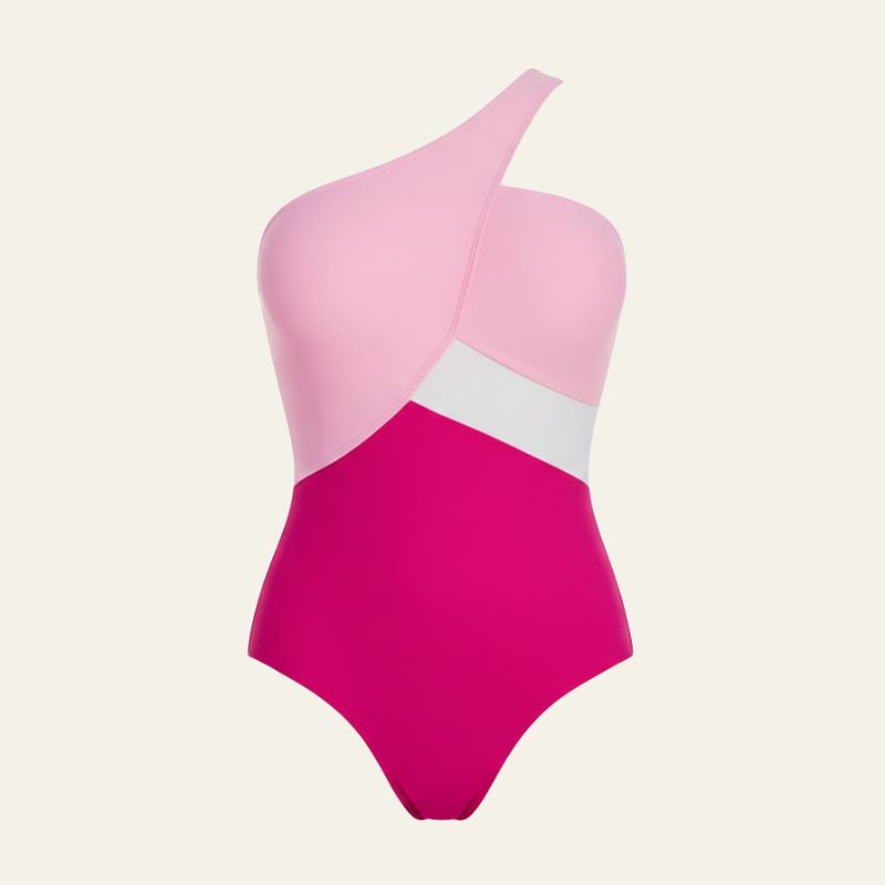 The Amalfi One-Shoulder Block Swimsuit