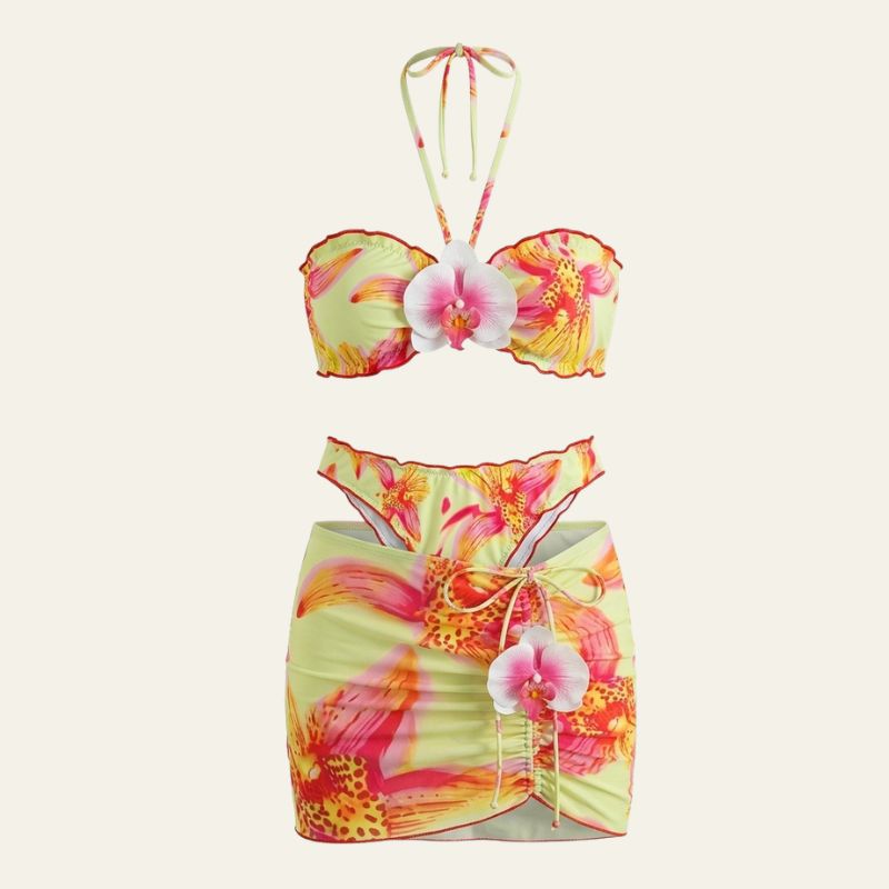 The Honolulu Floral Halter Three-Piece Set