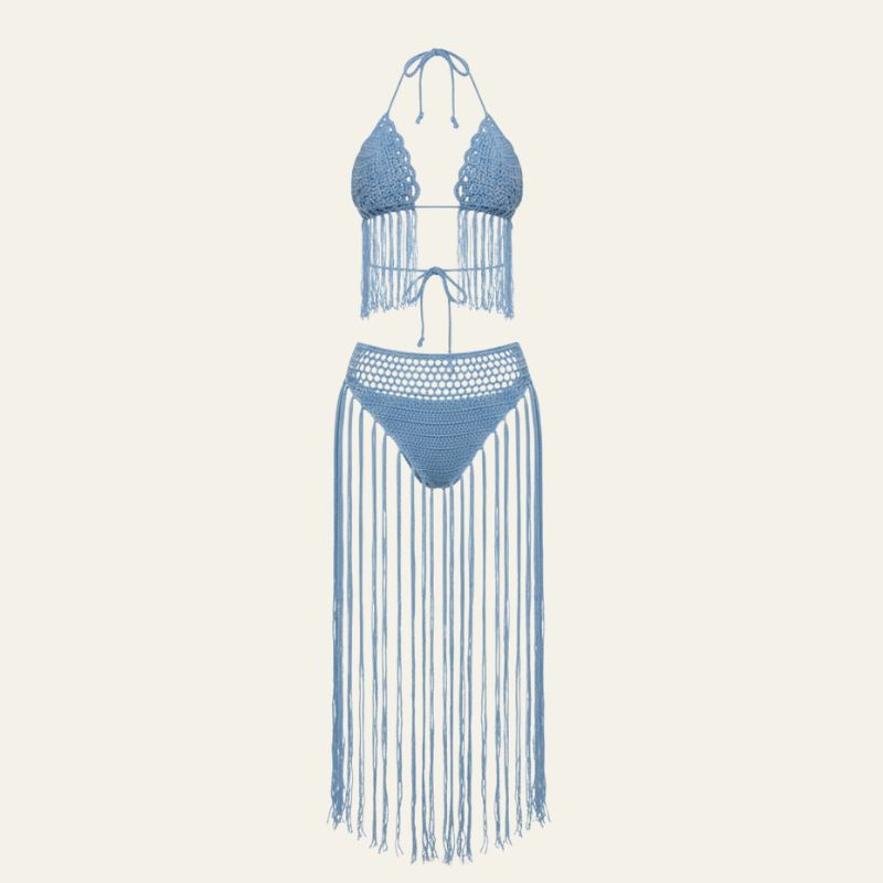 The Tulum Fringe Crochet Bikini Set