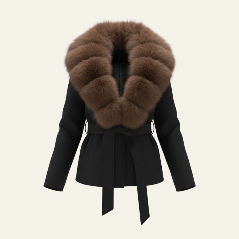 The Aspen Fur Collar Belted Jacket