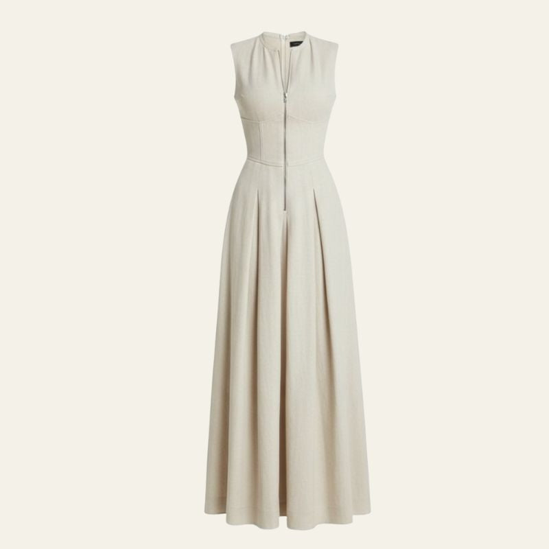 The Santorini Zip-Front Pleated Dress