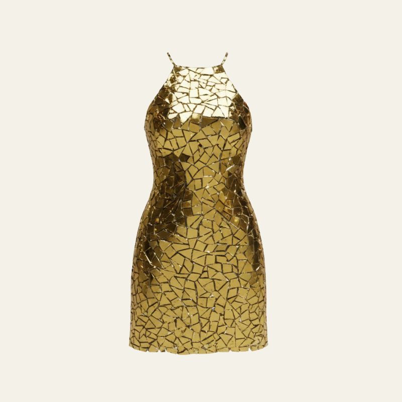 The Monaco Metallic Halter Mini Dress