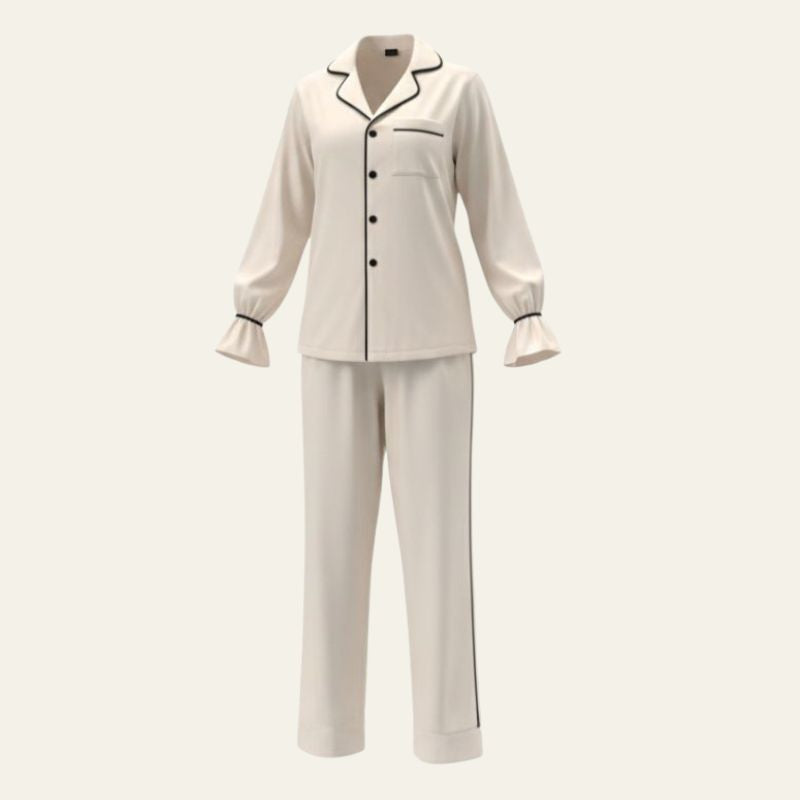 The Aspen Contrast-Piped Pajama Set