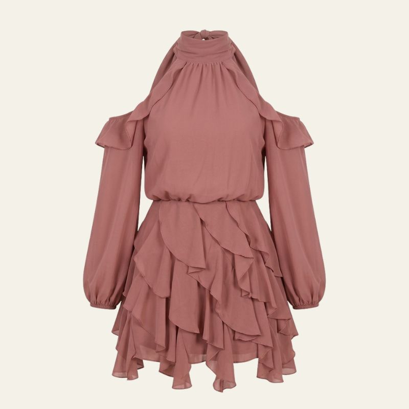 The Santorini Ruffle Cold-Shoulder Dress