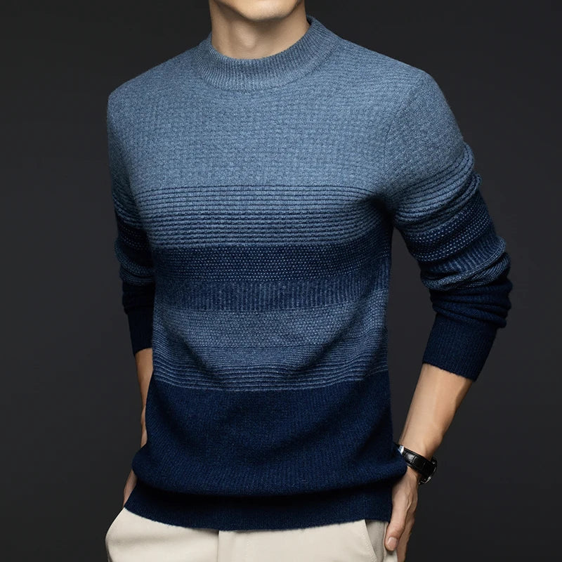 The Bergen Textured Stripe Crew Neck Sweater