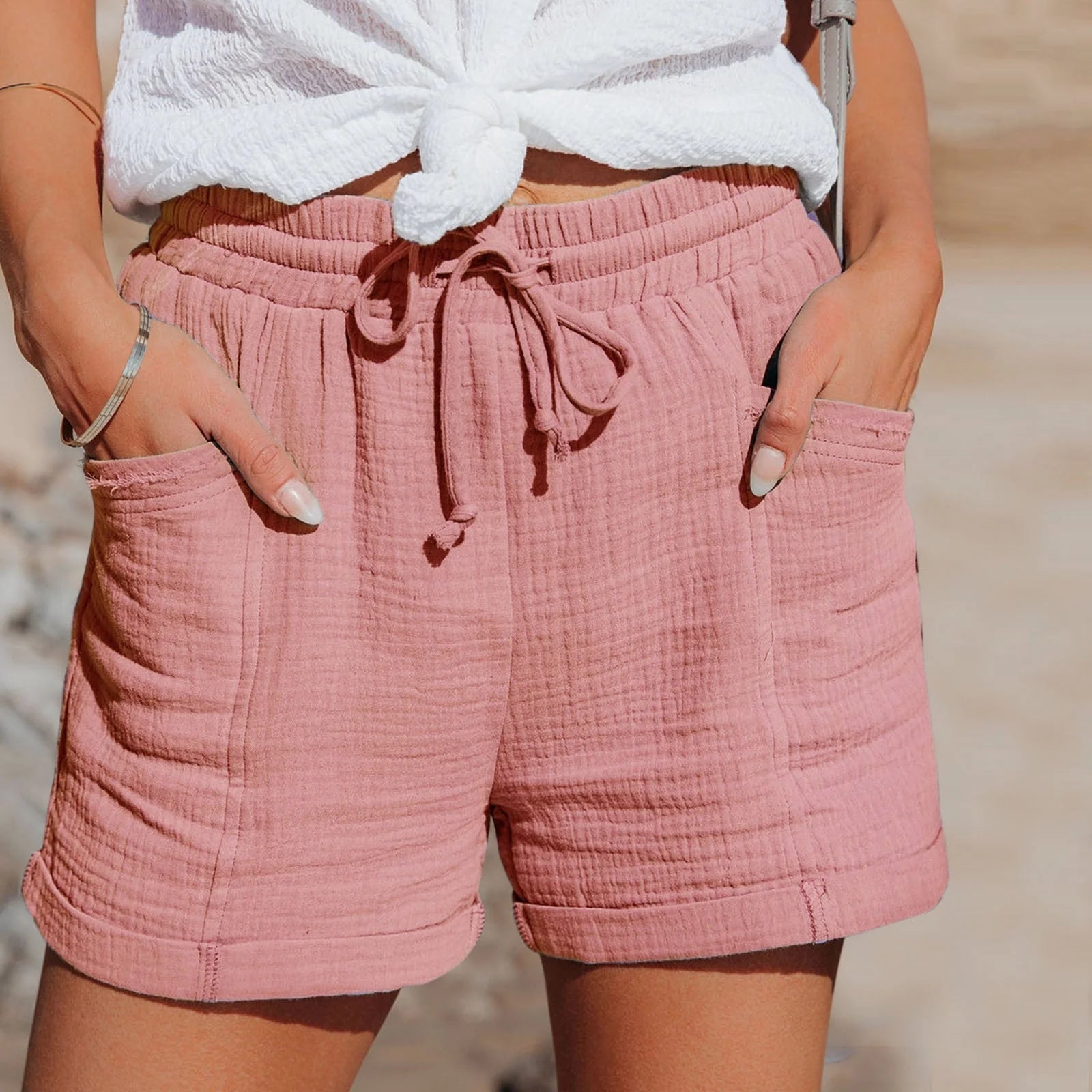 The Shoreline Textured Drawstring Shorts