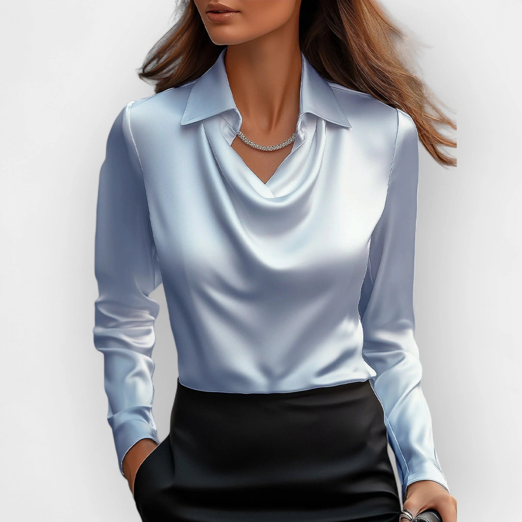 The Paris Draped Cowl-Neck Blouse