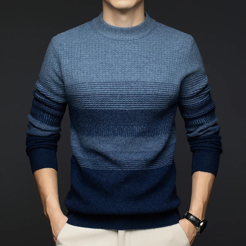 The Bergen Textured Stripe Crew Neck Sweater