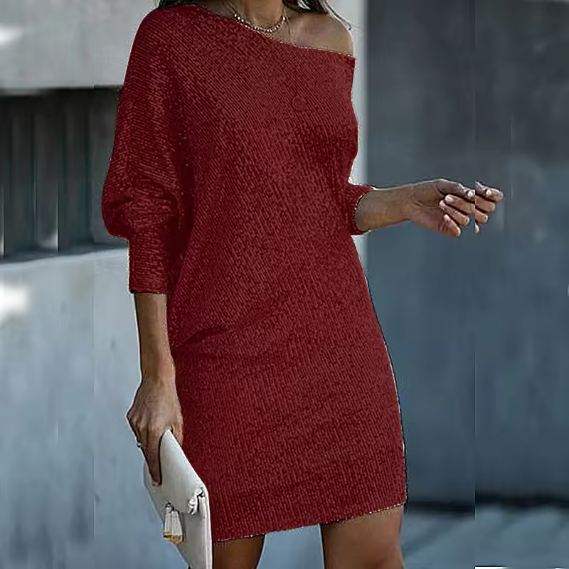 The Vienna Off-Shoulder Knit Mini Dress