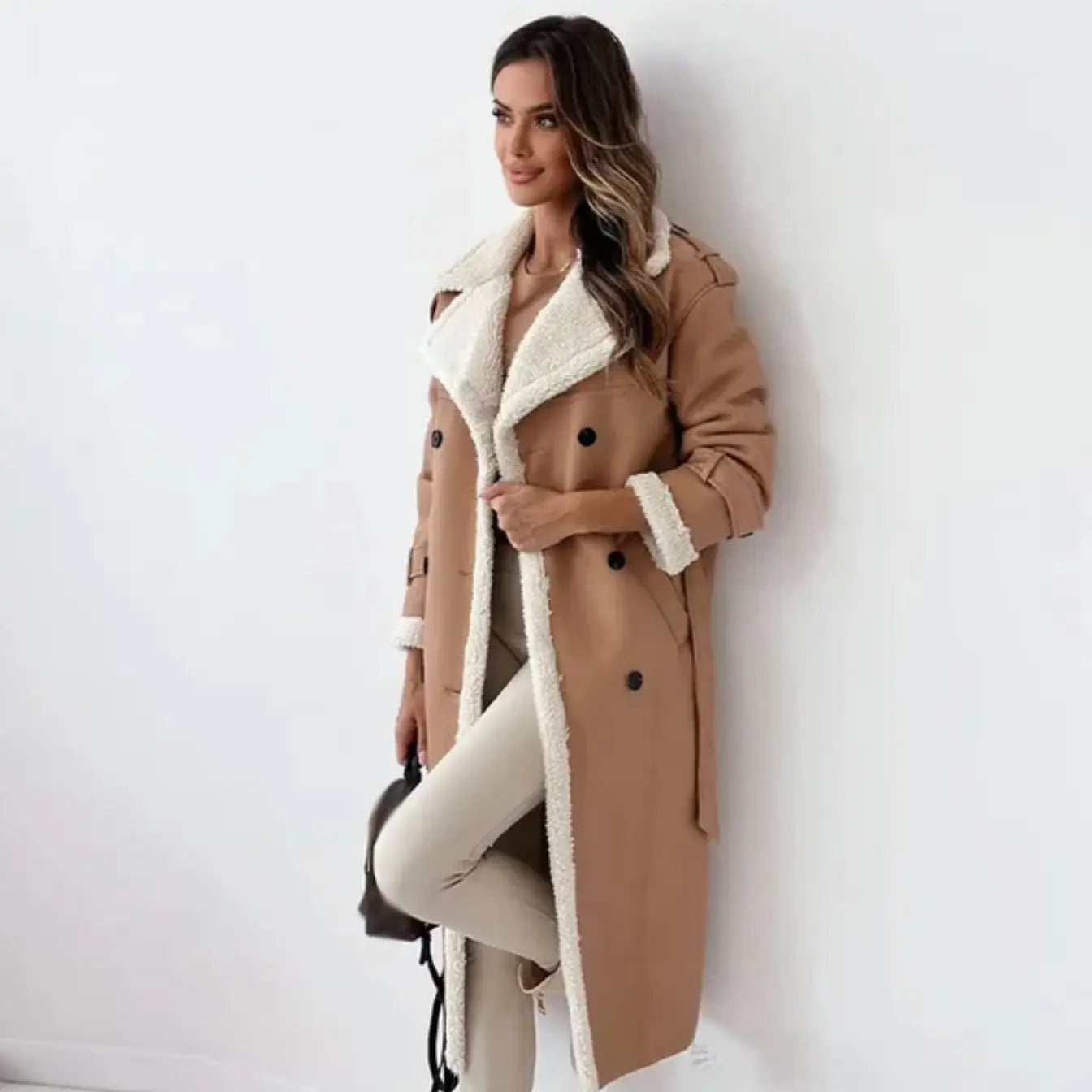 The Oslo Shearling-Lined Belted Long Coat