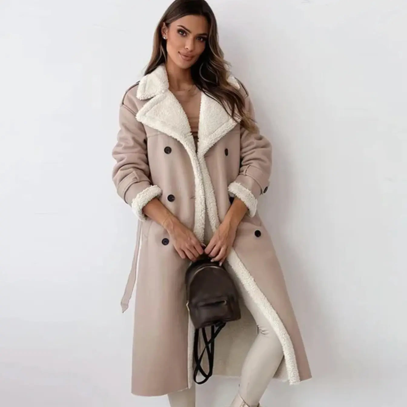 The Oslo Shearling-Lined Belted Long Coat