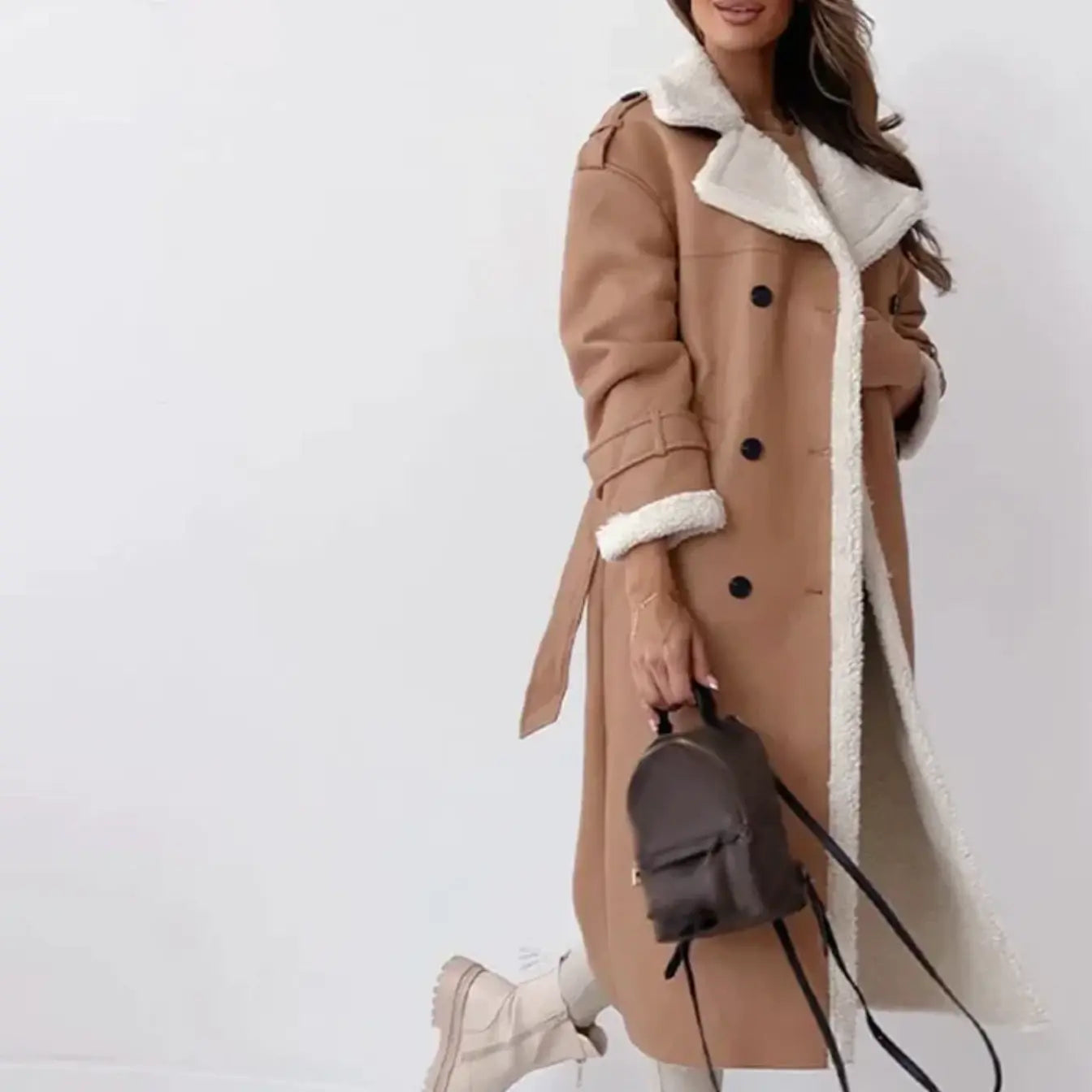 The Oslo Shearling-Lined Belted Long Coat