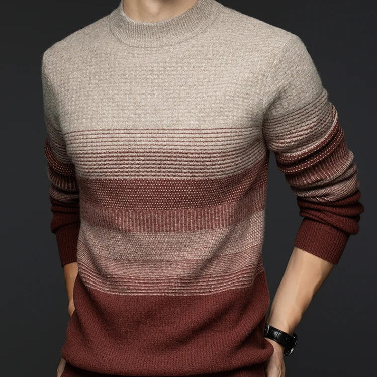 The Bergen Textured Stripe Crew Neck Sweater