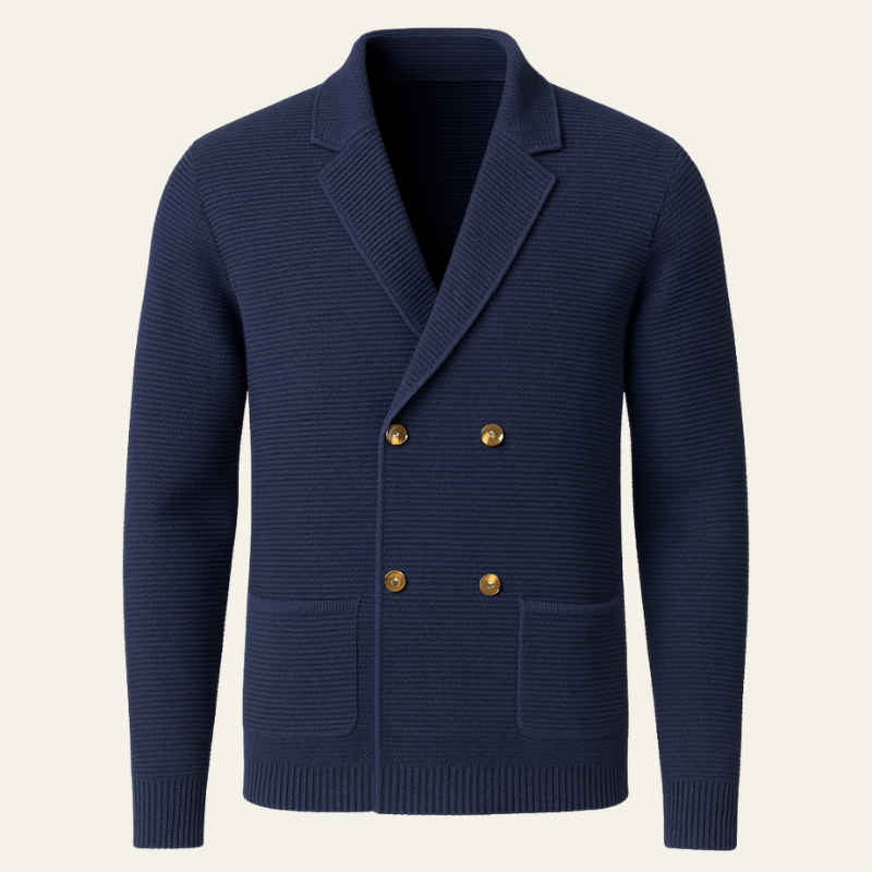 The Geneva Cotton Double-Breasted Knit Cardigan