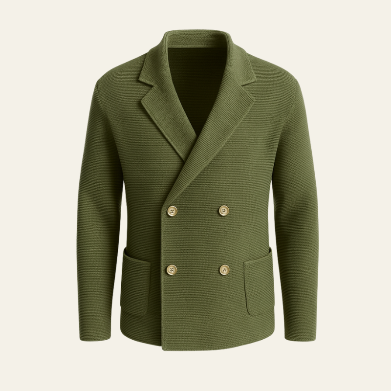 The Lucerne Cotton Double-Breasted Knit Cardigan