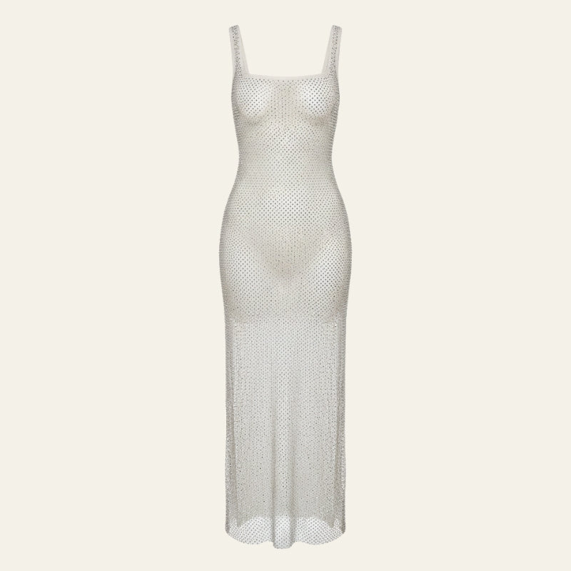 The Monaco Crystal Mesh Maxi Dress