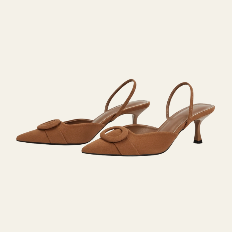 The Riviera Buckle-Detail Slingback Heels