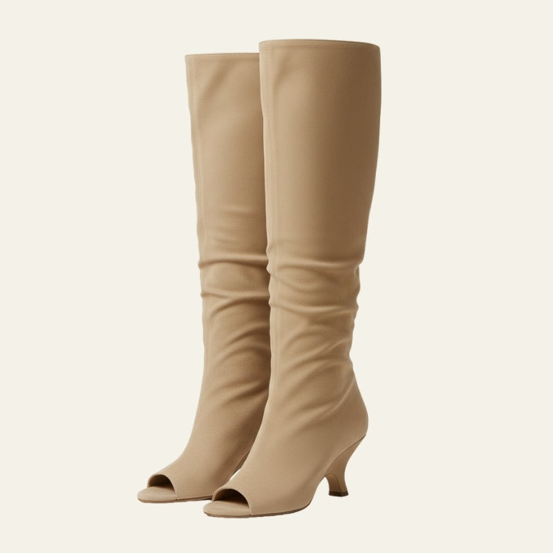 The Valencia Suede Peep-Toe Boots