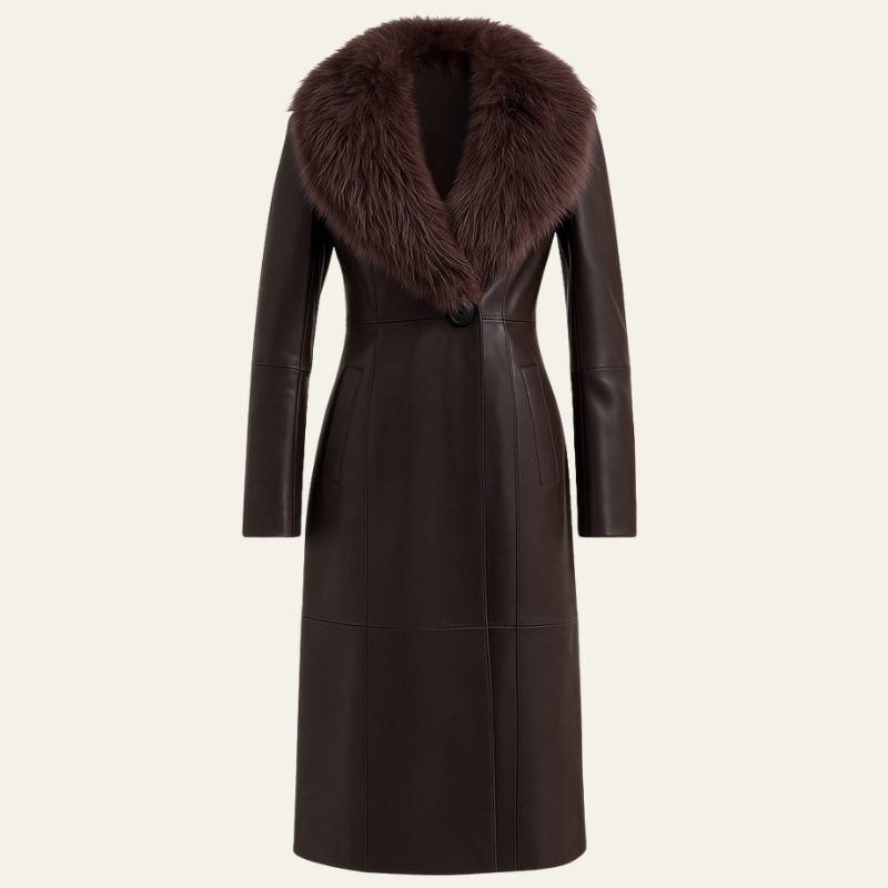The Vienna Leather Fur Collar Coat