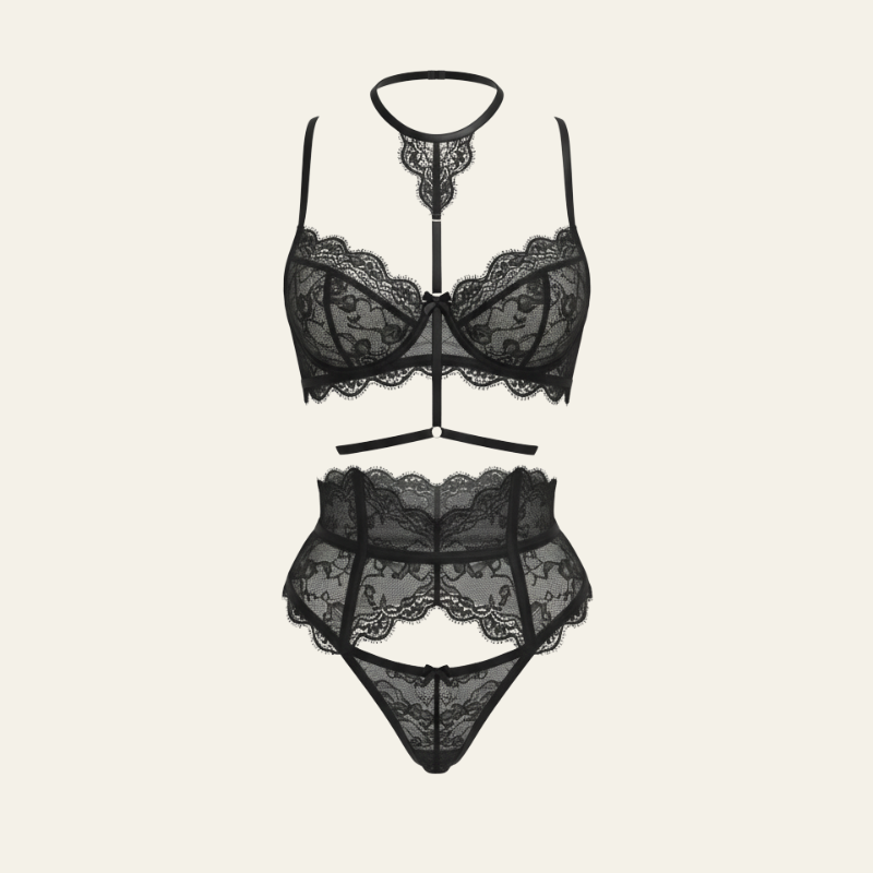 The Milan Lace Halter Lingerie Set