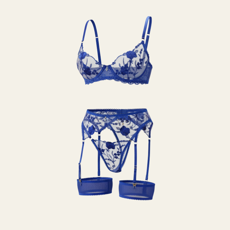 The Valentina Embroidered Lace Lingerie Set