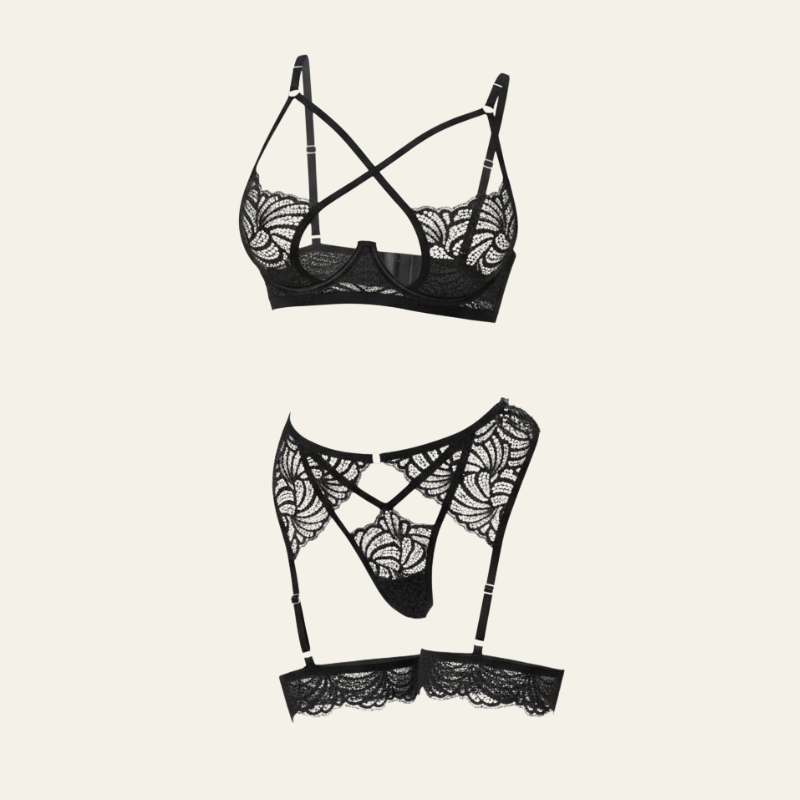 The Savannah Strappy Lace Garter Lingerie Set