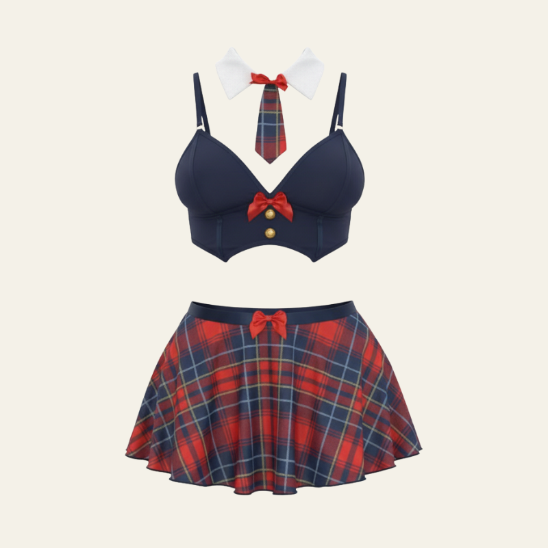 The Liora Plaid Accent Lingerie Set