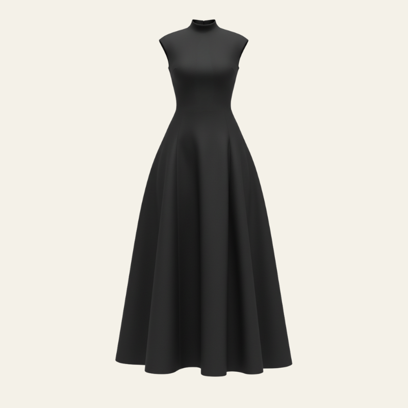 The Isadora Structured High-Neck Maxi Dress