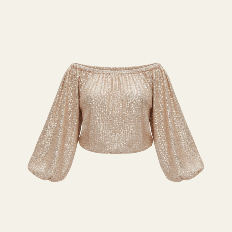 The Celviera Sequin Off-Shoulder Blouse